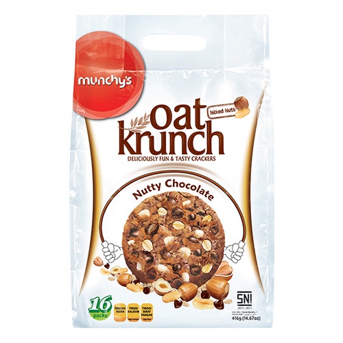 

Biskuit Munchy's Oat Krunch 416 gr Rasa Nutty Chocolate / Coklat Kacang isi 16 pack x 26gr