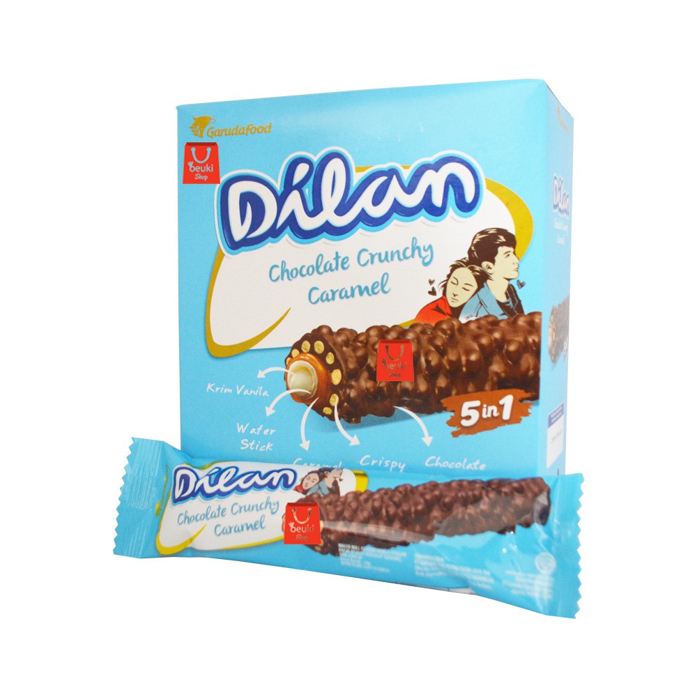 

BOX Dilan Wafer Roll Wafer Chocolate Crunchy Caramel Wafer Bersalut Cokelat - 12pcs x 24gr