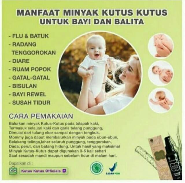 [FREE Pure Kids Inhalant] Kutus-Kutus Minyak Herbal Organic 100ml 100% ORIGINAL Kutuskutus