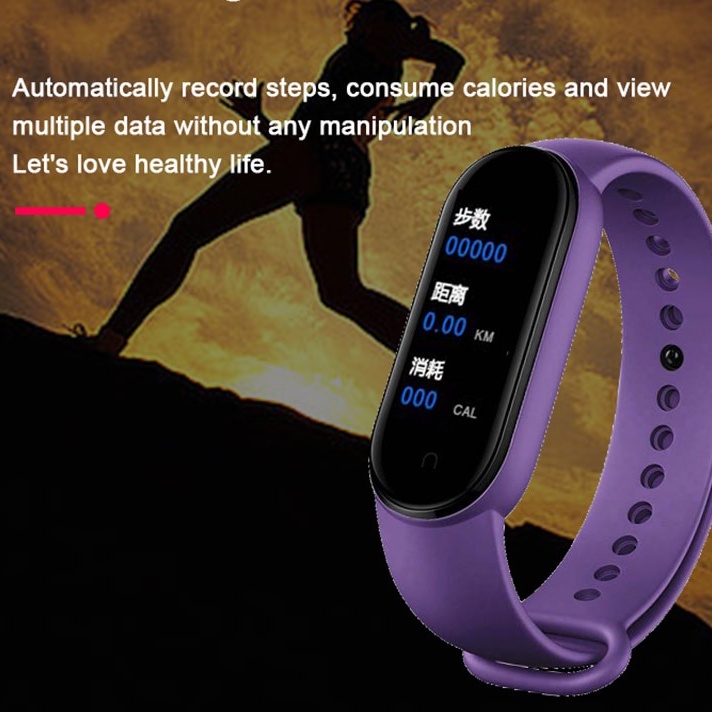 SKMEI M5 Smart Band Smartwatch Jam Pria Wanita Sport Bluetooth Synchronize Smart Phone Jam Pintar Digital Anti Air Waterproof Heart Rate Blood Pressure Oxygen M5 Sync for Android Samsung IOS Xiaomi Mi Band 6 5 4 3 Sport Wristband Silicone Bracelet