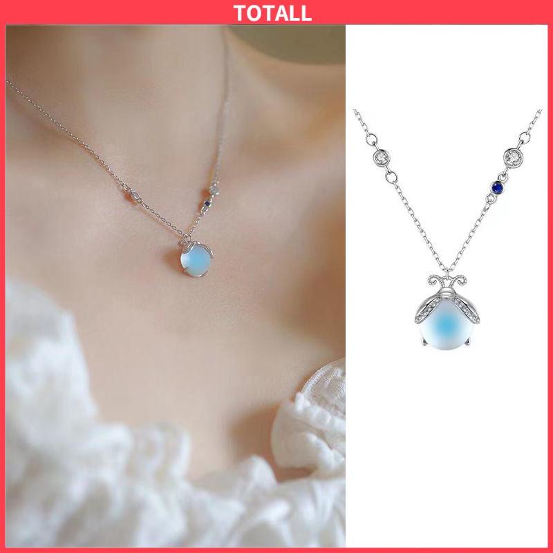 COD Moonstone Firefly Kalung Wanita Senior Rantai Klavikula Siswa Hadiah Ulang Tahun Desain Niche-Totall