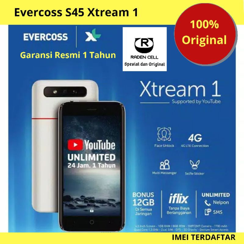 Evercoss S45 Xtream 1 Ram 1/8 GB Handphone Android 4G LTE Murah HP Android 4G LTE Murah HP 4G LTE