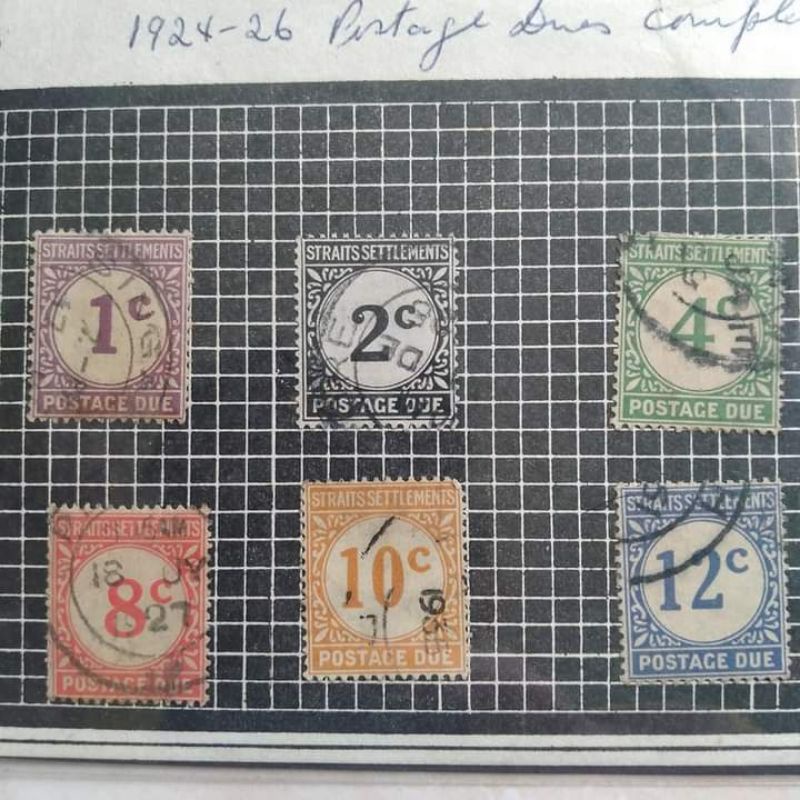 

Perangko Kuno Straits Settlement Postage Due 1924-1926 Set Komplit 6 Lbr