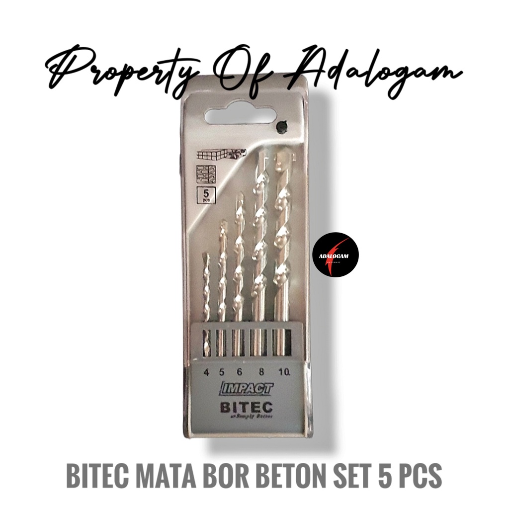 BITEC Mata Bor Tembok Beton Set 5 Pcs 4 5 6 8 10 MM Impact Drill Bits