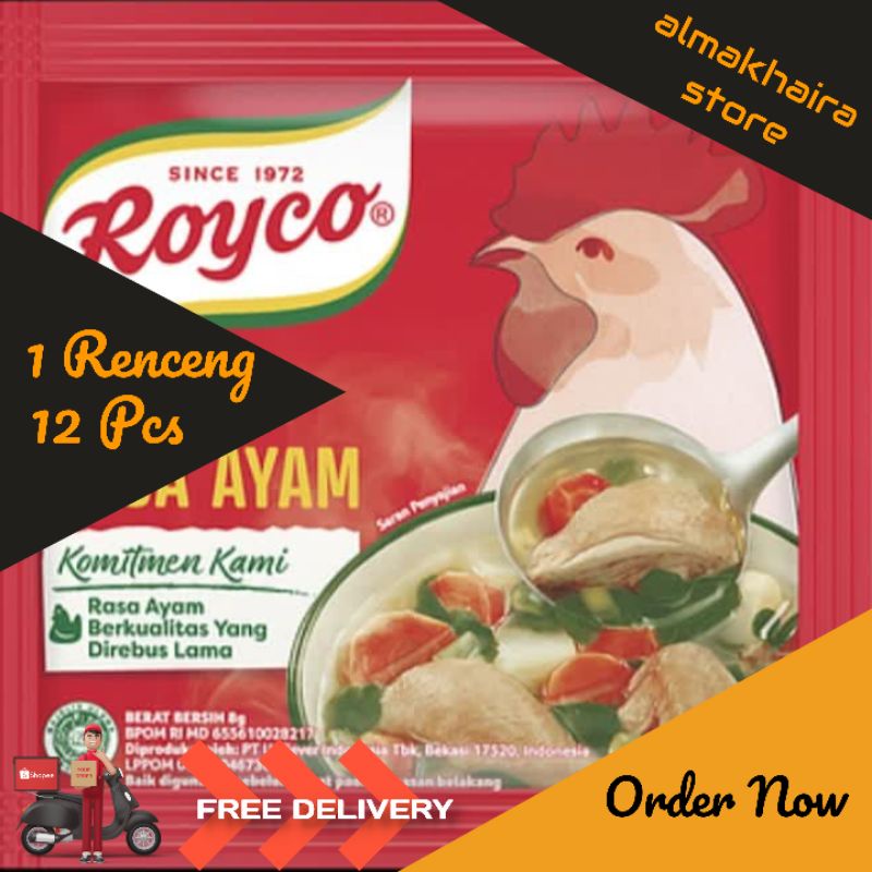 

12pcs Royco penyedap rasa kaldu ayam 8gr (1Renceng)