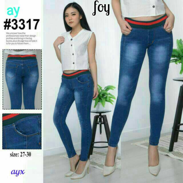 Celana Jeans Pinggang Karet Wanita / Celana Jins Pinggang Karet / Celana Jeans Polos / Celana Skinny