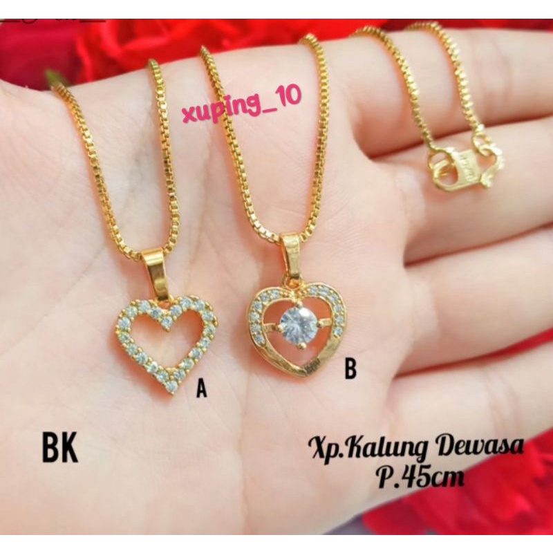 Kalung Dewasa motif Love simple elegan Gold,tidak karat *COD*