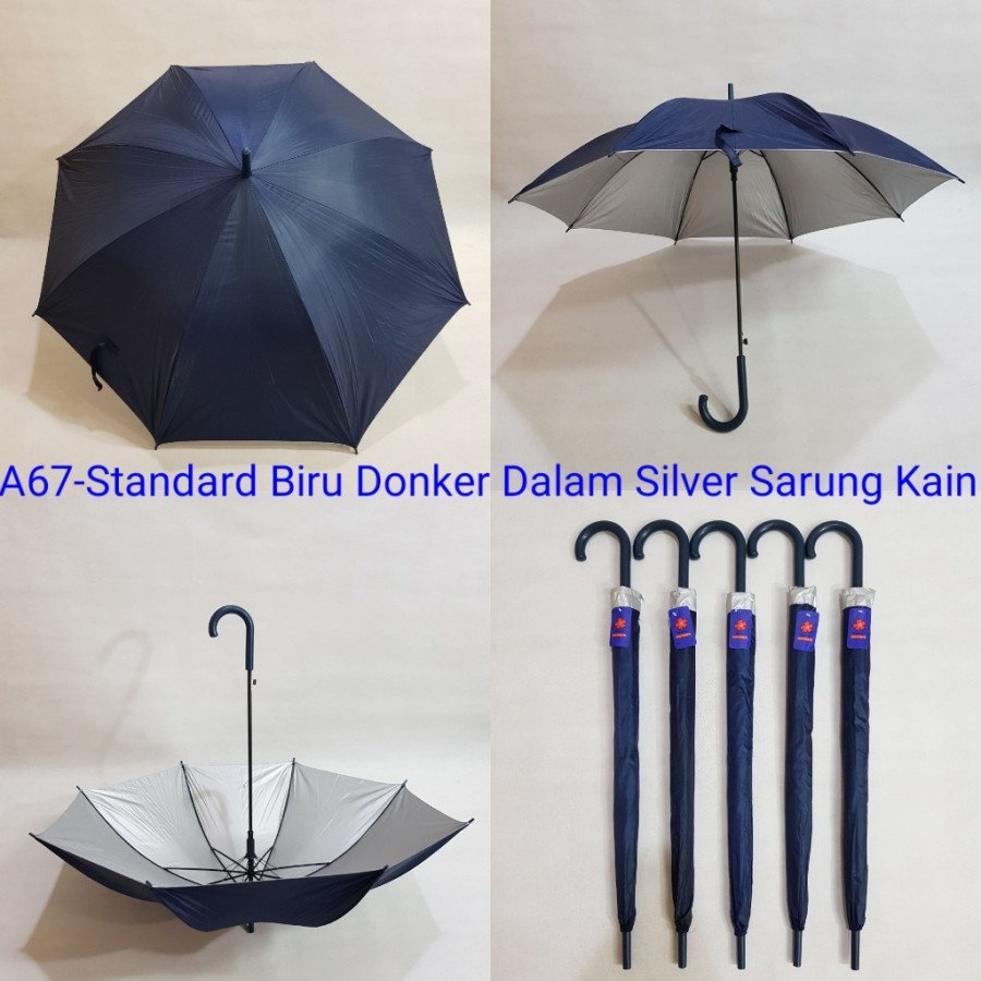 PAYUNG PROMOSI STANDART POLOS DALAM SILVER HANDLE BENGKOK SAKURA A6