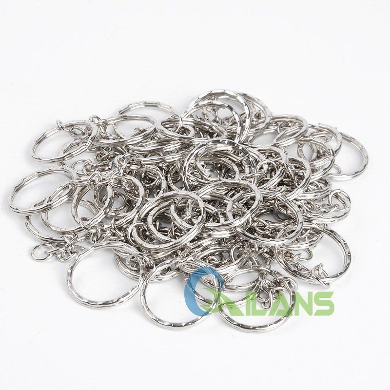 50 Pcs Gantungan Kunci Bahan Metal Warna Silver Ukuran 25mm Untuk Pria Dan Wanita