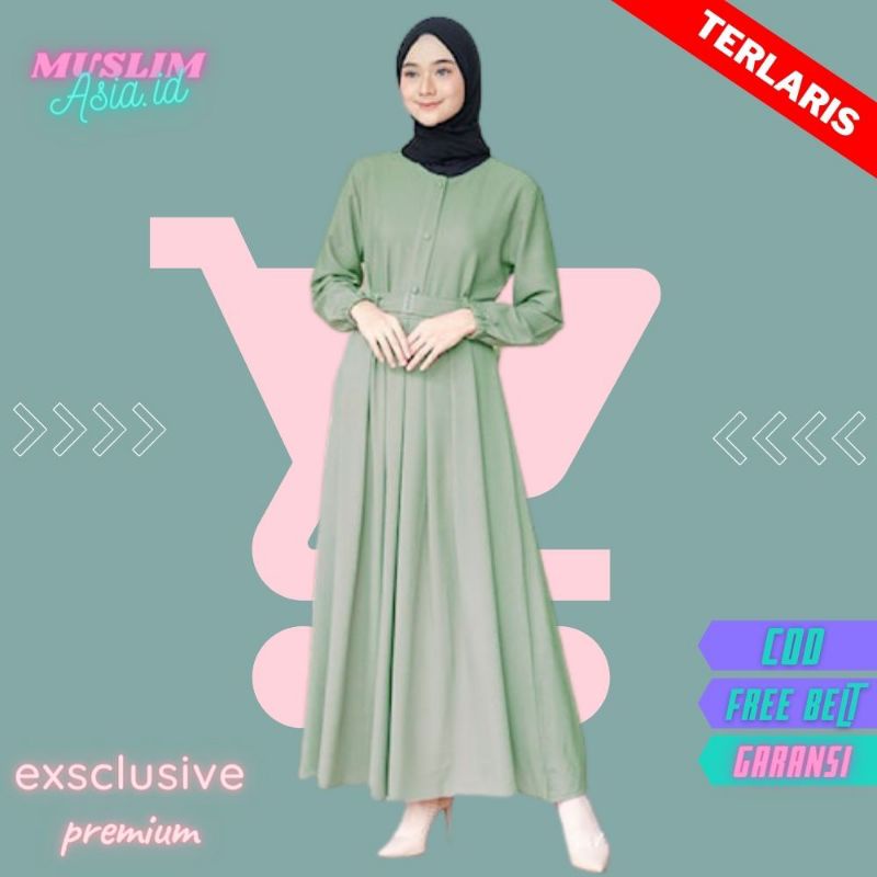 Baju Atasan Pakaian Gamis Wanita Hijab Syari Premium Motif Polos Mewah Terbaru 2021