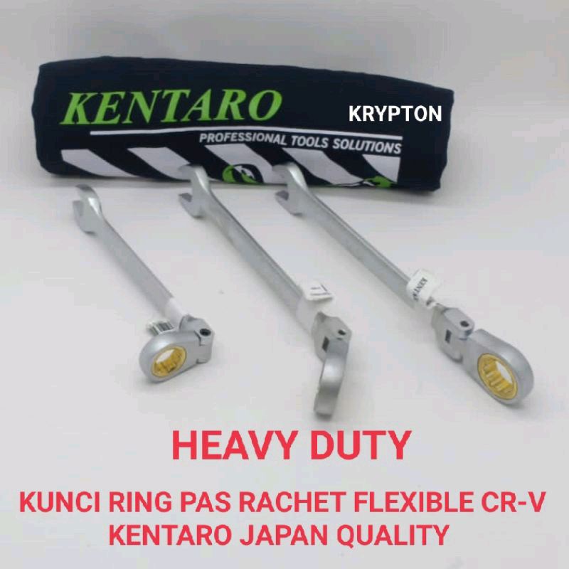 KUNCI RING PAS 17MM RACHET FLEXIBLE CR-V HEAVY DUTY KENTARO JAPAN