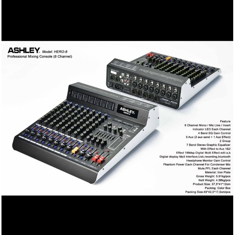 mixer audio ashley hero8 hero 8 8 channel original