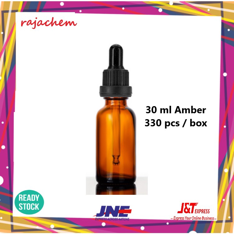 Botol Pipet Kaca Amber 30 ml Tutup Hitam Segel Tebal 30ml