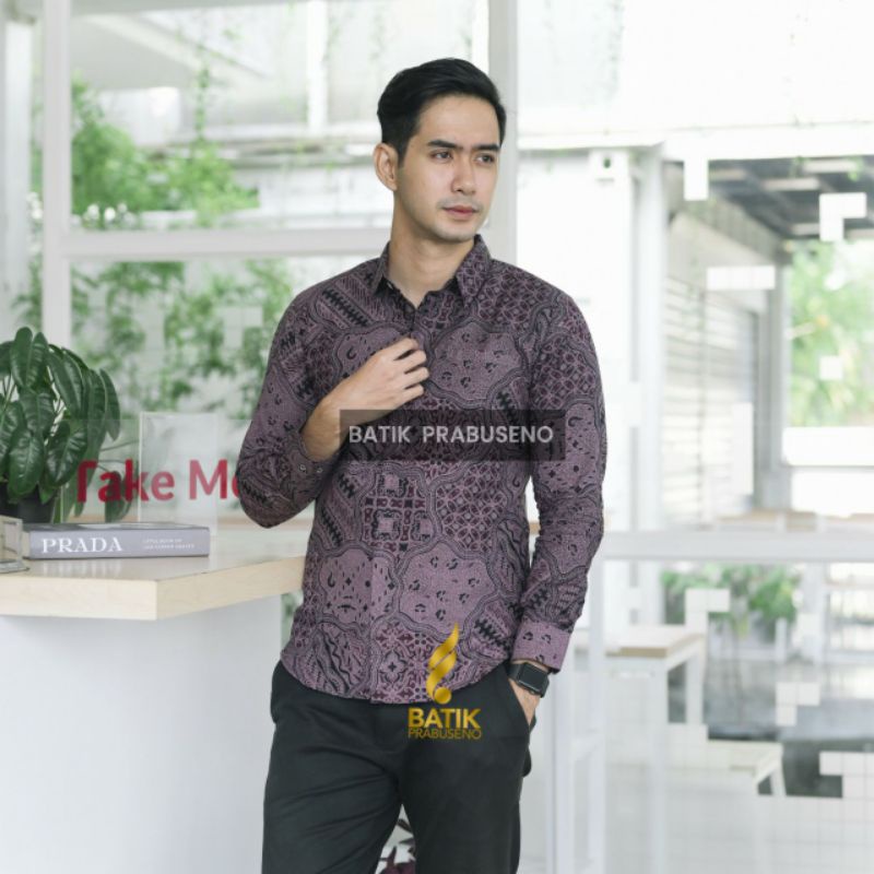 Batik Prabuseno Blouse Atasan Baju Batik Wanita Lengan Panjang Modern Premium Kerja Kantor Jumbo Bahan Katun Lapis Furing Adem Halus Nyaman Bisa COD Motif Guru Jagad