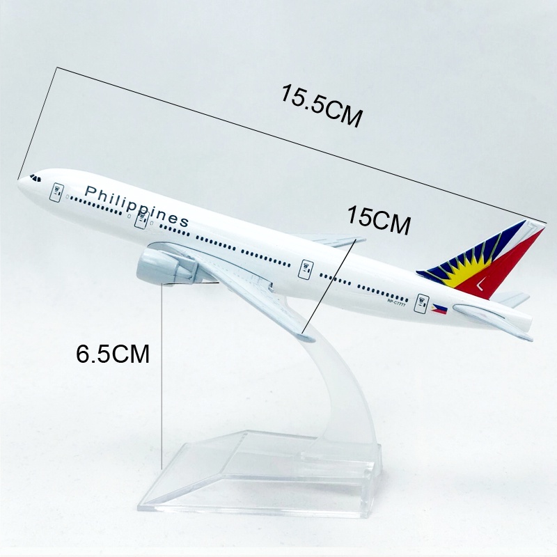 Mainan Model Pesawat Terbang Philippine Airlines Boeing 777 Bahan Alloy Diecast B777 Ukuran 16CM Dengan Stand Display