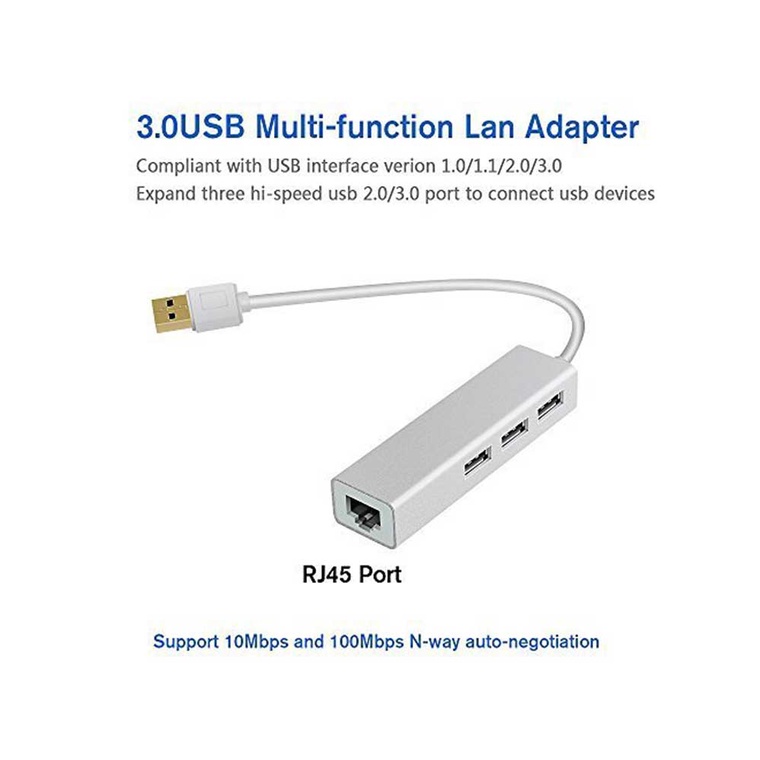 USB 3.0 To LAN with USB Hub 3Port 3.0 Multi-Function