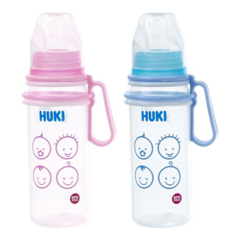 Botol Susu Huki PP BP dgn handle/pegangan 240ml dot gepeng  #336