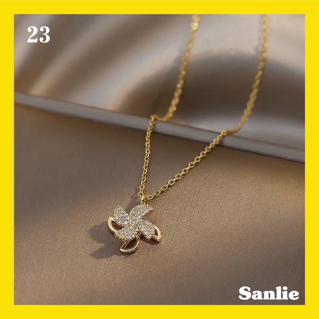 Sanlie Kalung Titanium Wanita Korea  Kalung Liontin Fashion Murah Model Baling 23