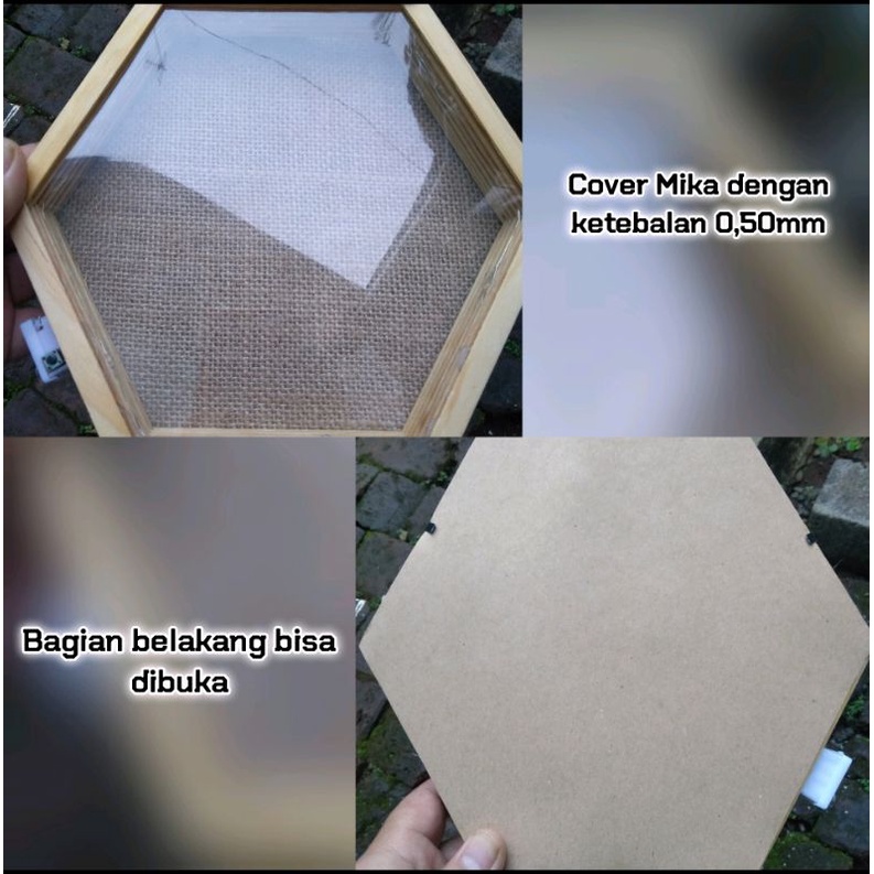 Mini Gold 0,025gr, 0,05gr, 0,1gr in Hexa Frame (Free Giftbox Rustic)| Mini Gold in Frame | Kado Pernikahan, Kado Ulang Tahun, Wisuda, Anniversary, dll. kekinian bingkai hexagonal stik es krim-6