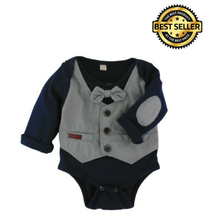 Baju Bayi Laki-Laki / Romper Tuxedo Navy promo murah grosir