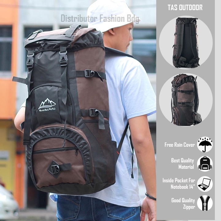 Justrue Ransel Gunung Pria Wanita 60 Liter Cokelat 656