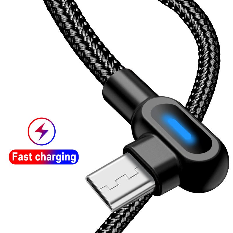 Kabel Charger L Shape 2.4A 2M USB Type C - W-009 - Black