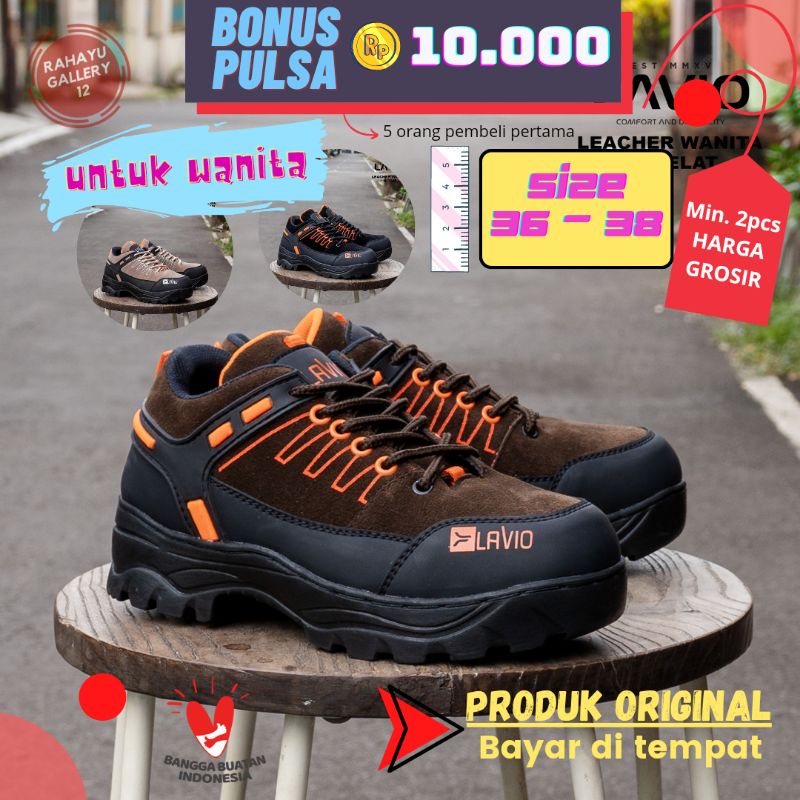 Sepatu Safety Wanita Ujung Besi Size 36 - 38 Original Lavio Leacher Kerja Proyek Lapangan