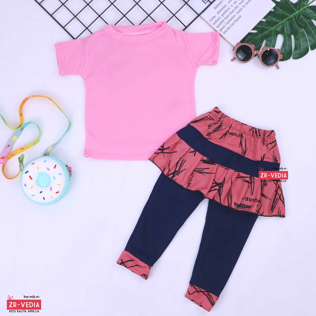 Setelan Zahra uk Bayi - 4 Tahun / Setelan Umbrella Pants Kaos Polos Baju Anak Perempuan Celana Panjang