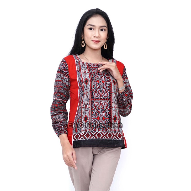 Atasan Batik Wanita Motif Tenun Unique - Blouse Batik Wanita - S-M-L-XL-XXL-3L-4L-5L-1