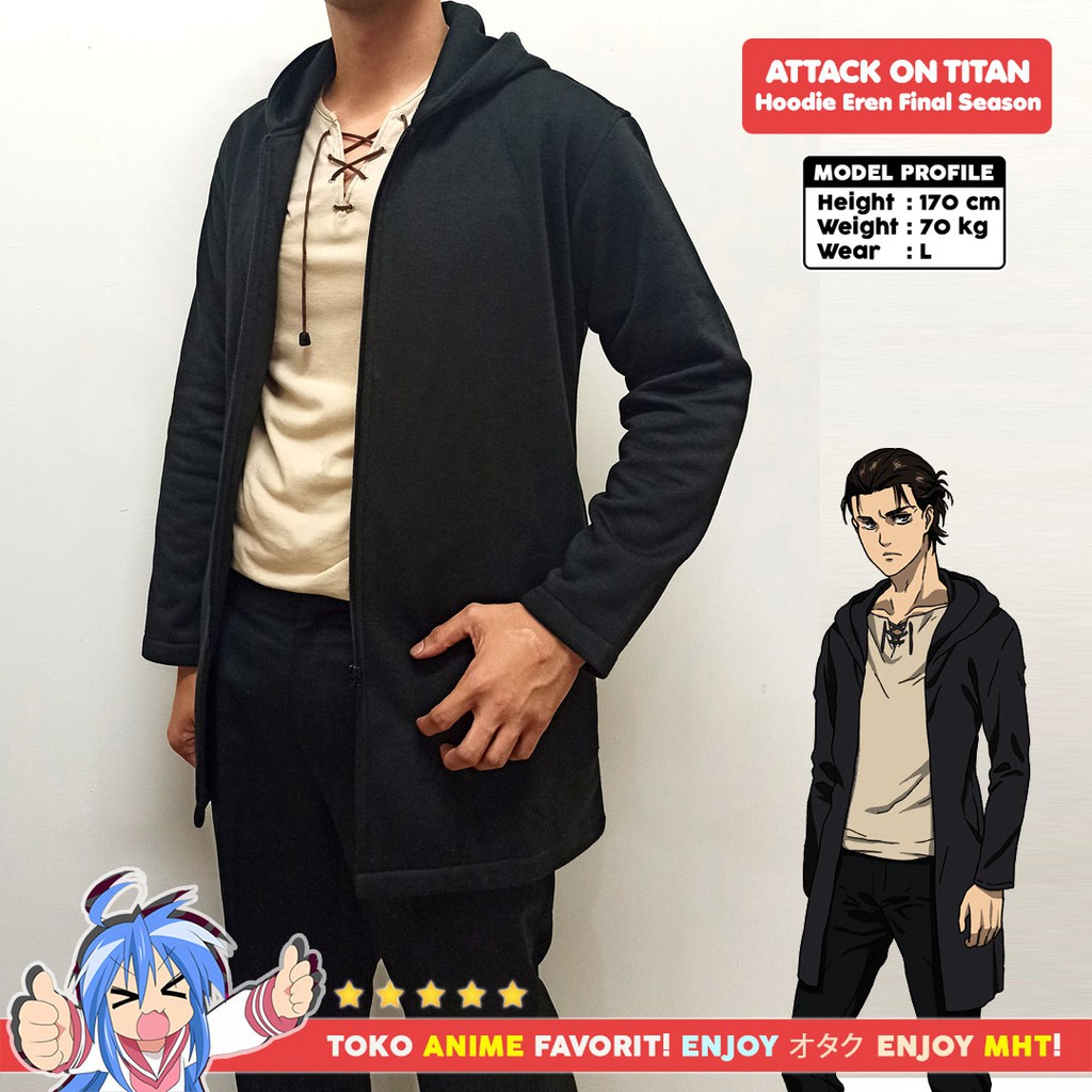 Jaket Hoodie AOT Attack On Titan Eren Yeager Final Season Yaegerist SET Kaos Cosplay MyHobbyTown