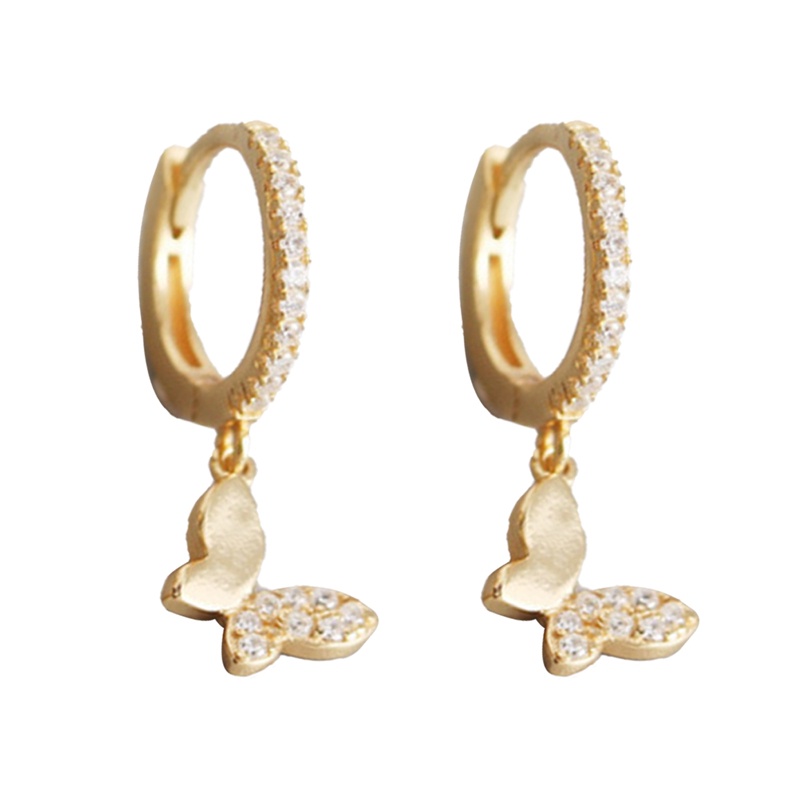 Anting Hoop Desain Butterfly Bahan 925 Sterling Silver Untuk Wanita