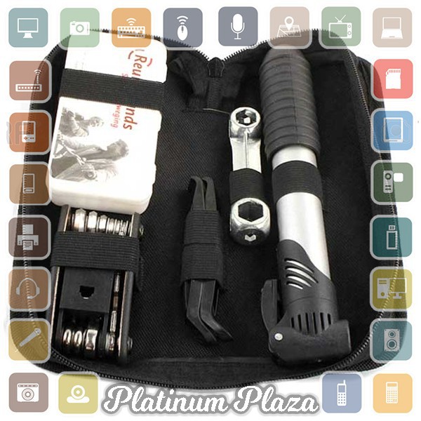 TaffSPORT Perlengkapan Reparasi Sepeda Tambal Ban 16 in 1 - TBS-16 - Black`IGG2MC-