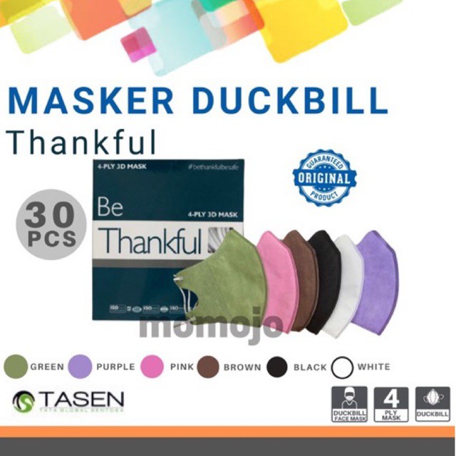 MASKER DUCKBILL THANKFUL 3D MASK 4 PLY EARLOOP ISI 30 PCS