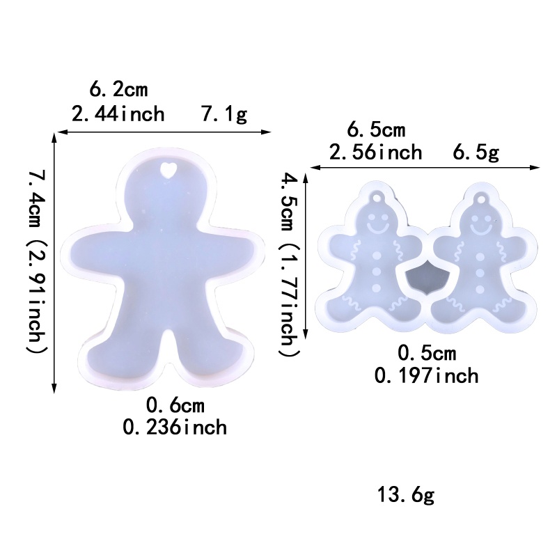 Siy Cetakan Resin Epoksi Bentuk Gingerbread Man Bahan Silikon Untuk Gantungan Kunci