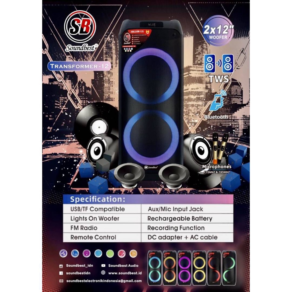 Speaker Aktif Wireless 2x12 Soundbest Transformer 12 Transformer12 Original
