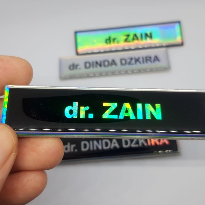 

nametag nama dada hologram / nametag nama dada pelangi / nametag nama dada rainbow