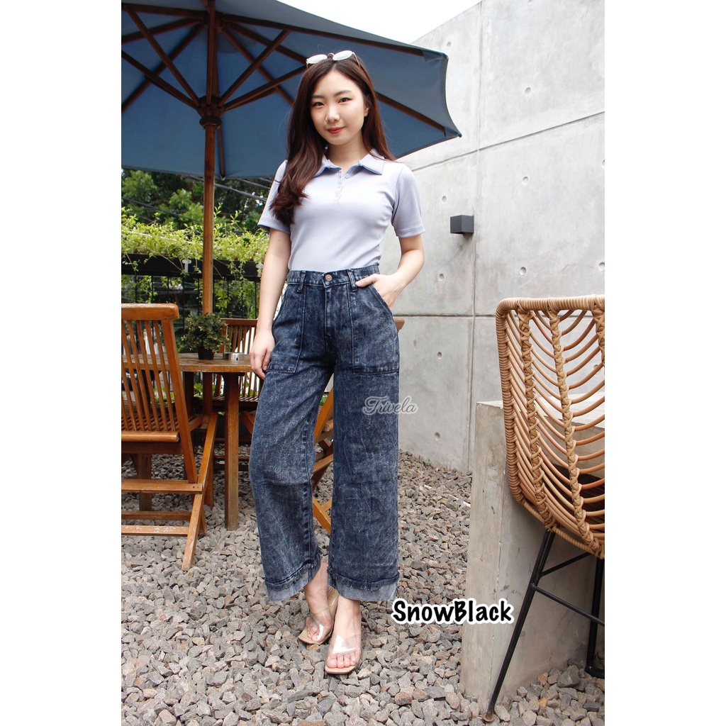 Kulot Jeans Kantong Tempel Lipat Bawah / Kulot Jeans Lilyn / Alice Kulot / Ziya