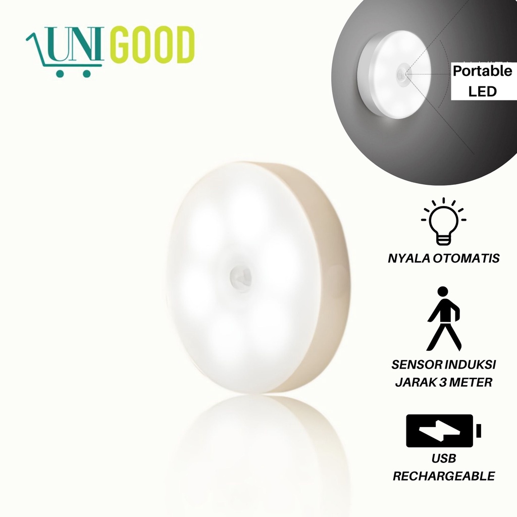 UNIGOOD - LED Motion Sensor Night Light Lampu Sensor Malam Lampu Kamar Tidur Emergency Light