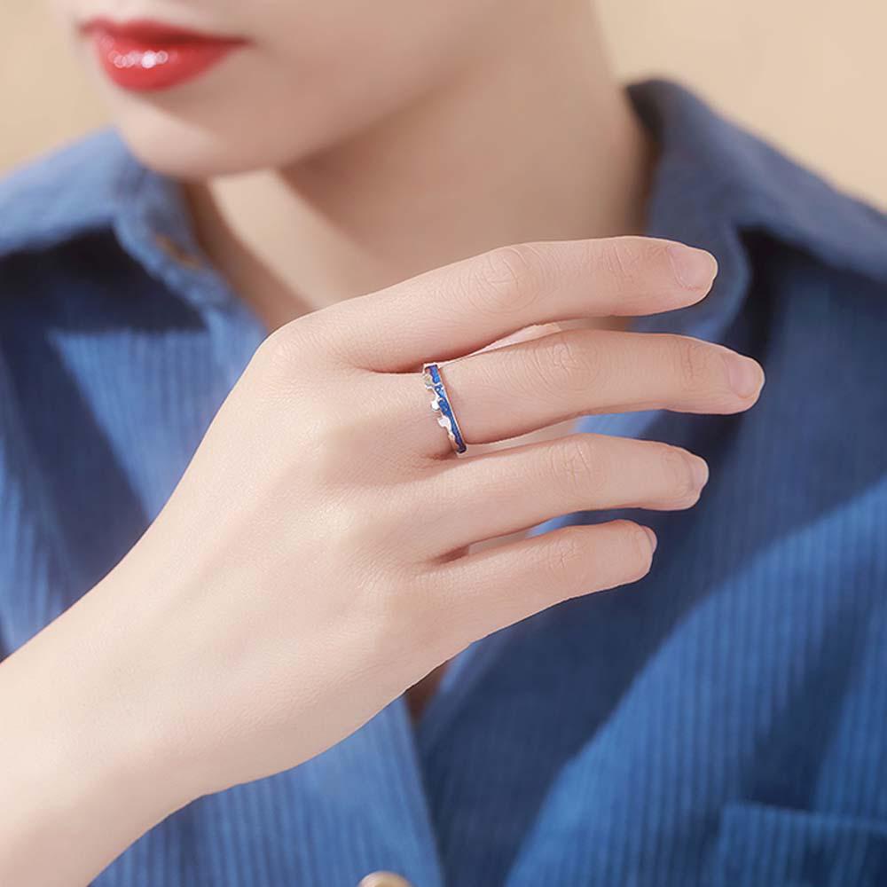 Cincin Model Terbuka Lapis Silver Desain Gelombang Gaya Korea Untuk Wanita