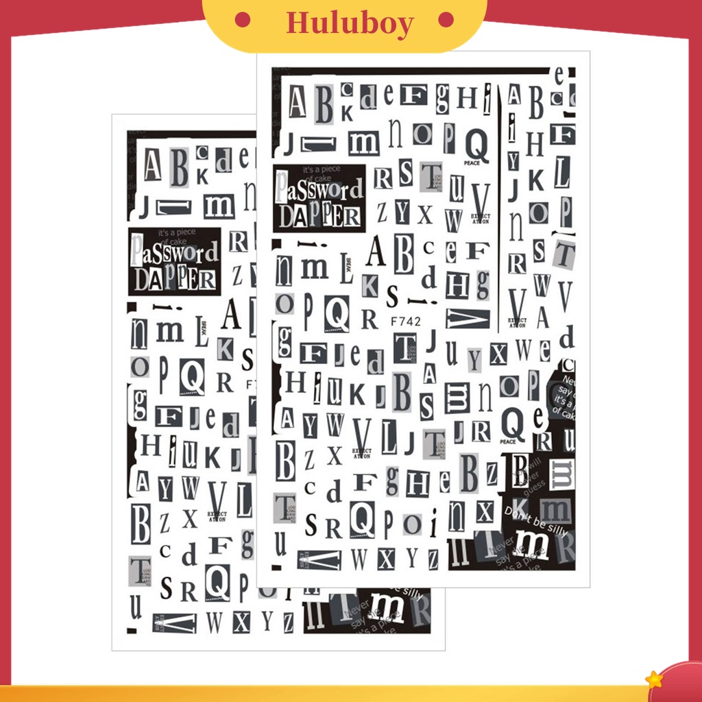 Huluboy Huluboy♡ 2pcs Stiker Kuku 3D Multifungsi Motif Kupu-Kupu Hitam Putih Gaya Punk Retro Untuk Wanita