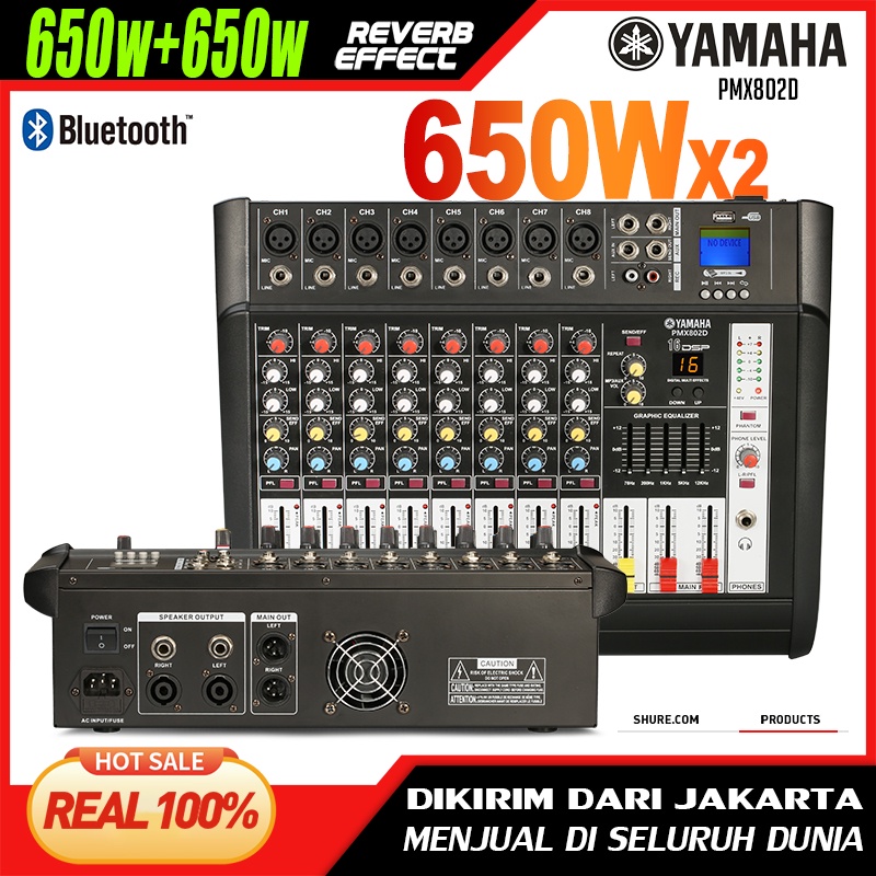 Mixer Audio Profesional Y PMX802D 8 sound strip built-in 650 watt power amplifier * 2 saluran 16DSP Layer 2 Equalizer Mendukung pemutaran Bluetooth/USB/MP3/PC Peralatan bernyanyi luar ruangan KTV