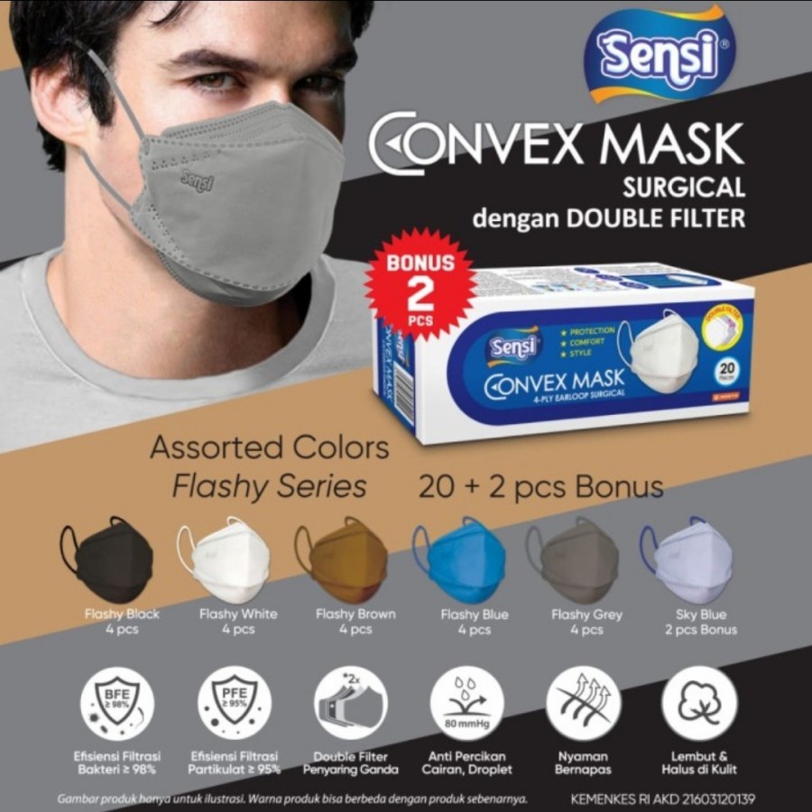 masker sensi convex 4ply 20 pcs