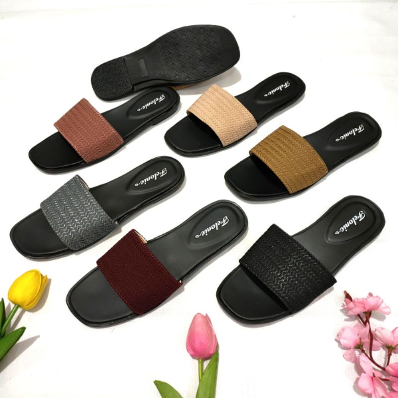 sandal wanita murah Felonie WB Selop Rajut halus Import terbaru turki