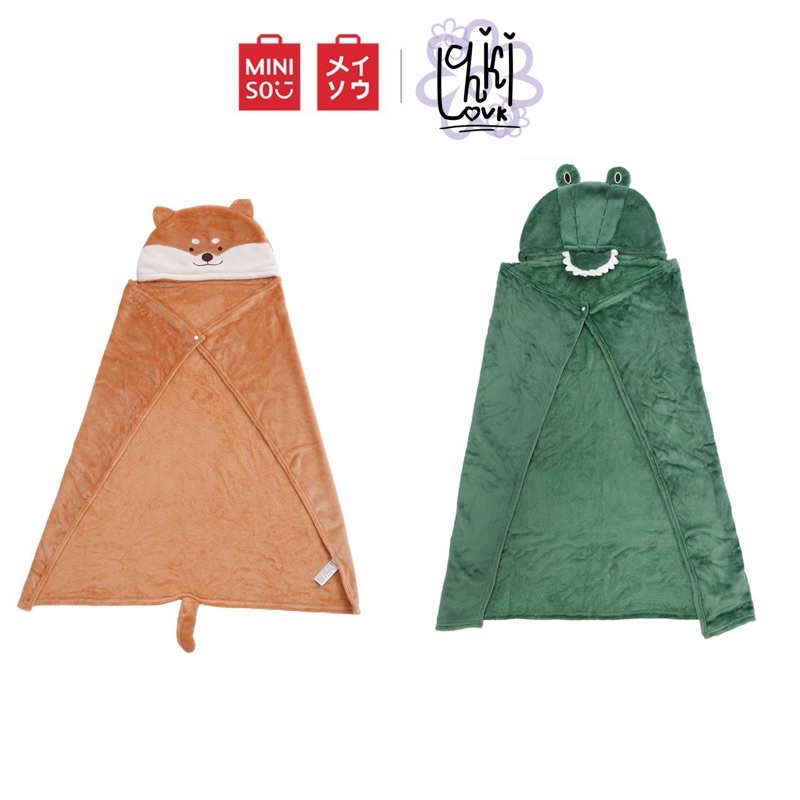 JASTIP MINISO Selimut Hoodie Lucu Shiba Inu & Crocodile