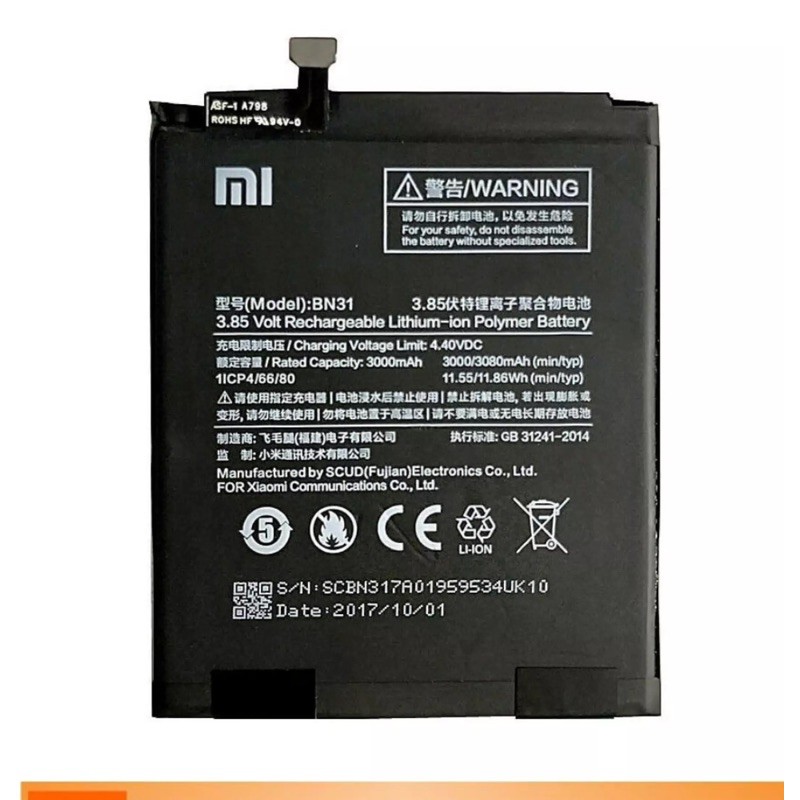Baterai Xiaomi Mi A1 Ori 100% BN31 Batre Xiaomi Mi5X Ori Battray