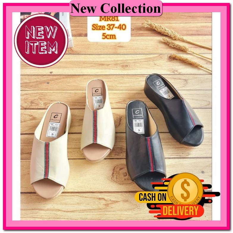 Sandal Kondangan Ibu Ibu Model Selop Terbaru 2022 Sandal Wedges Murah Import Wijes Cewek Kekinian Se