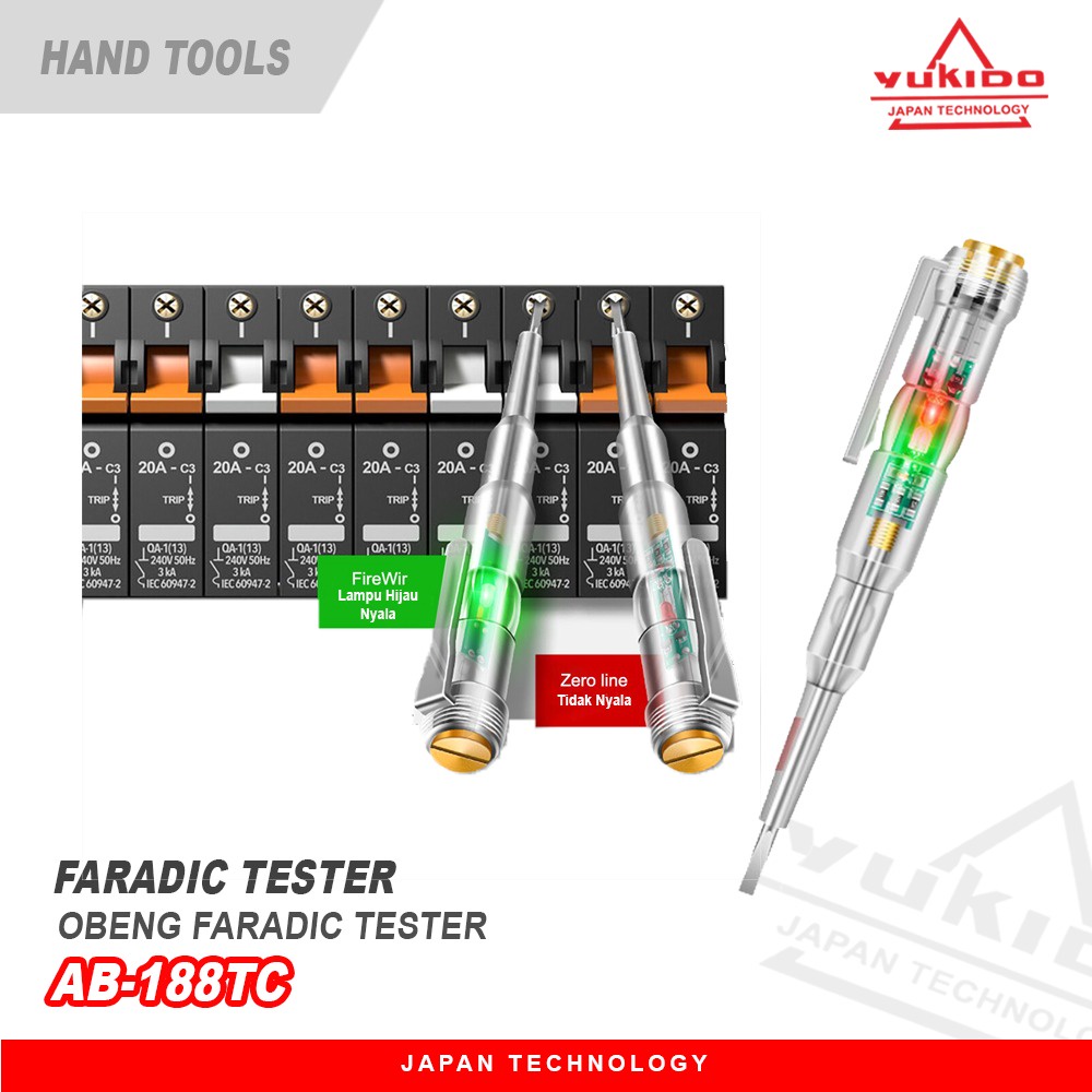 YUKIDO Test Pen Tespen Listrik FARADIC TESPEN LED AC DC Voltage Tester Wire Detector Kabel Putus otomatis