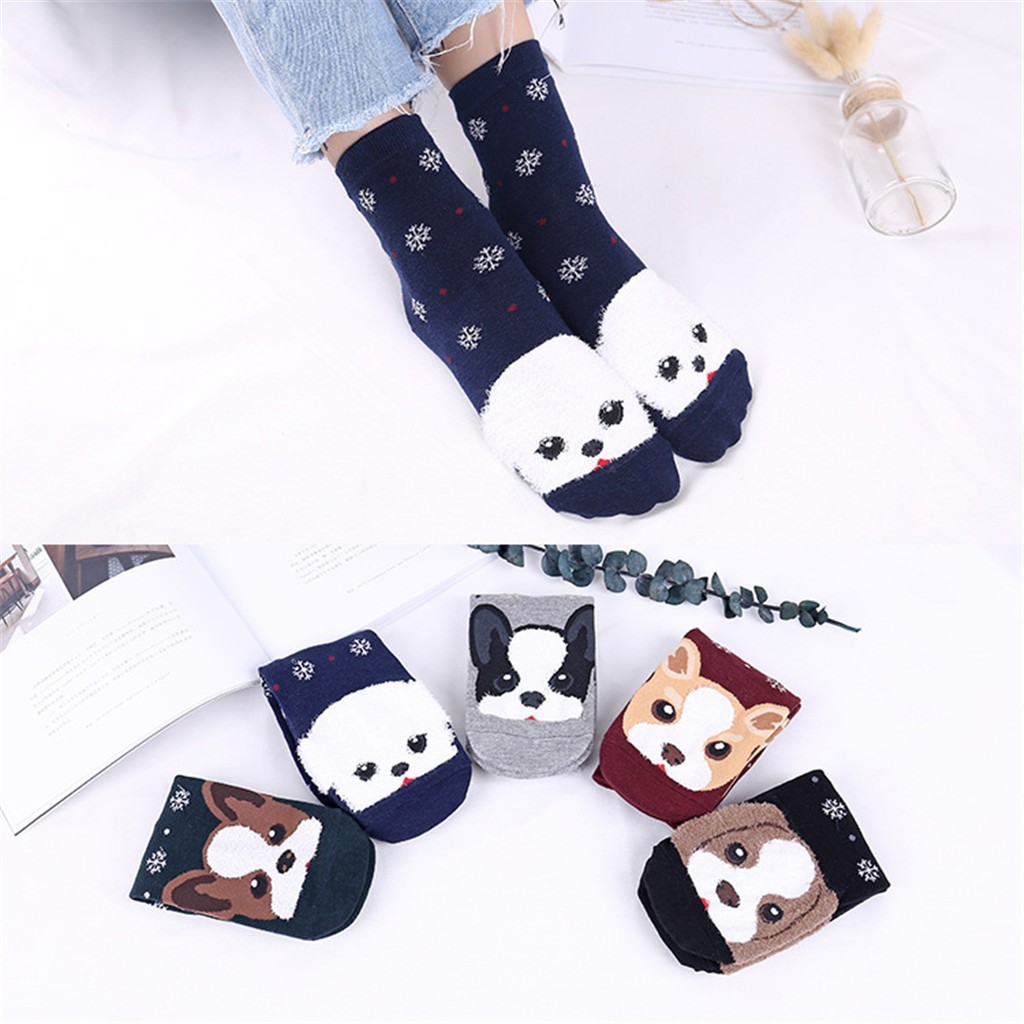 Wanita Pria Kaus Kaki Katun Hewan Seni Animasi Karakter Lucu