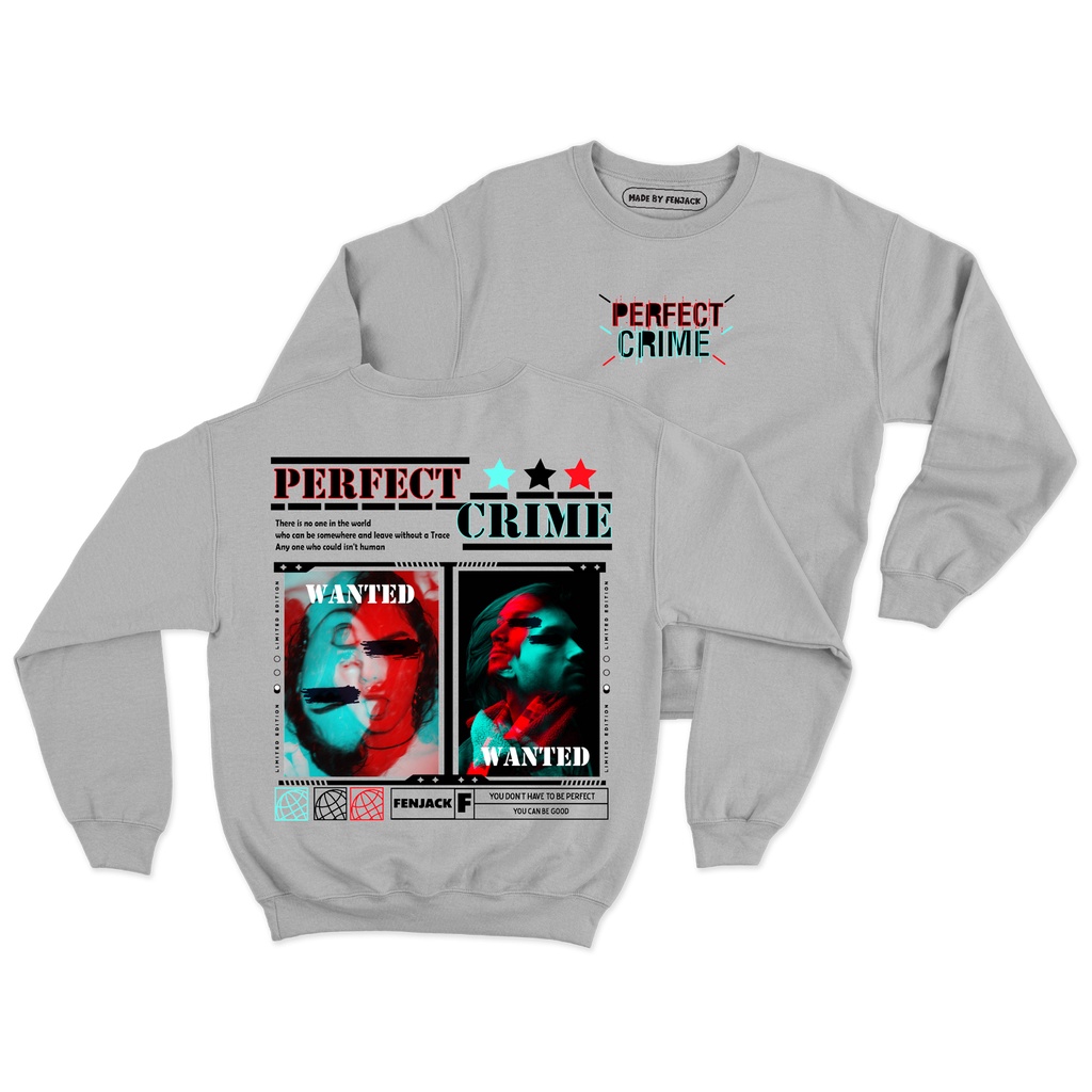 Sweaterpolos Basic Sweater PERFECT CRIME ( Sablon ) Unisex Pria &amp; Wanita