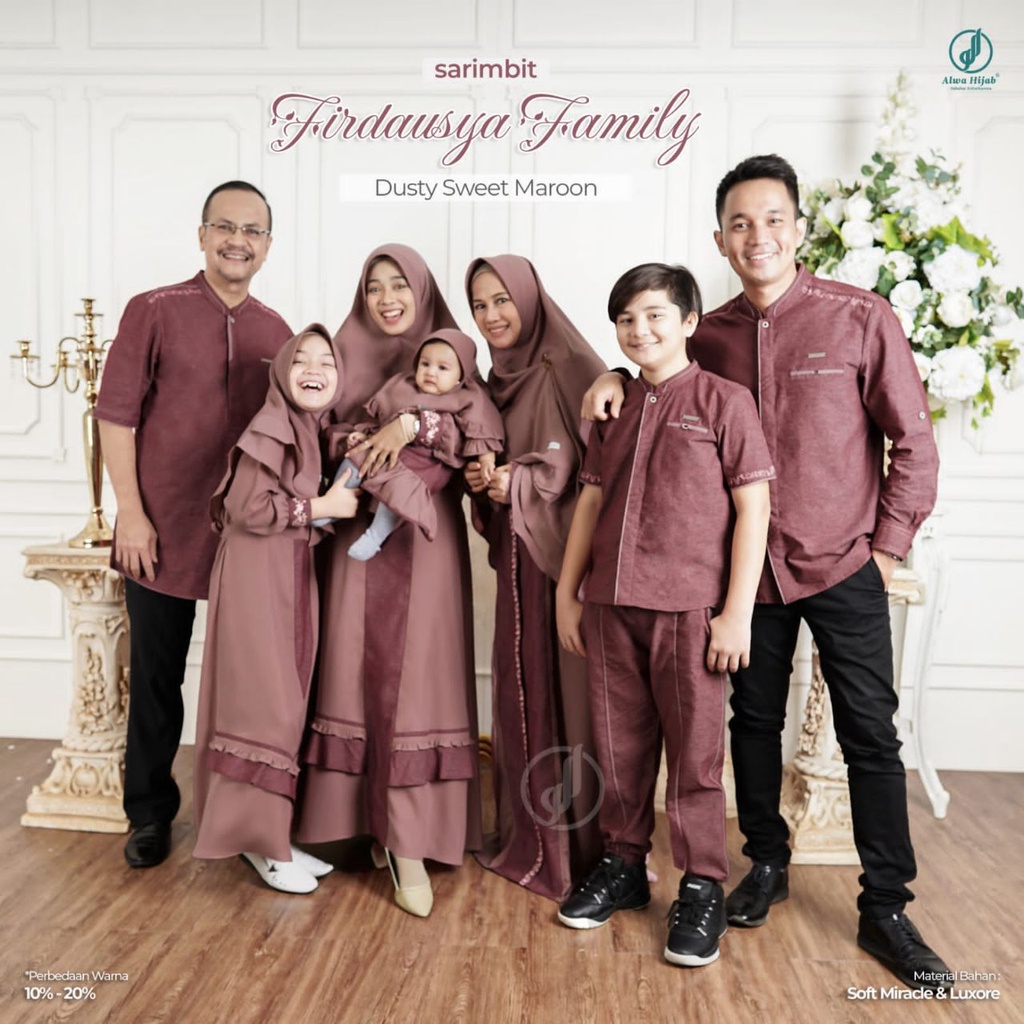 Sarimbit Firdausya Family Dusty Sweet Maroon By Alwa Hijab